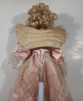 Pink Dress Porcelain Angel with Wings 17 1/2" Tall Doll with Stand