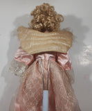 Pink Dress Porcelain Angel with Wings 17 1/2" Tall Doll with Stand