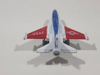 USAF F-16 Fighter Jet Red White Blue Pullback Motorized Friction Die Cast Toy Car Vehicle