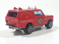 1980s Majorette Range Rover Fire Dept. District 3 Red No. 246 1/60 Scale Die Cast Toy Car Emergency Vehicle w/ Hitch