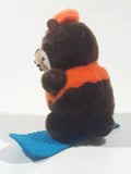 Vintage A&W Root Beer Bear Snowboarding 4" Tall Plush Stuffed Character Hanging Christmas Tree Ornament