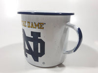 Notre Dame Fighting Irish Football Team Speckled White Blue Rimmed Enamel Metal Coffee Mug Cup