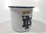 Notre Dame Fighting Irish Football Team Speckled White Blue Rimmed Enamel Metal Coffee Mug Cup