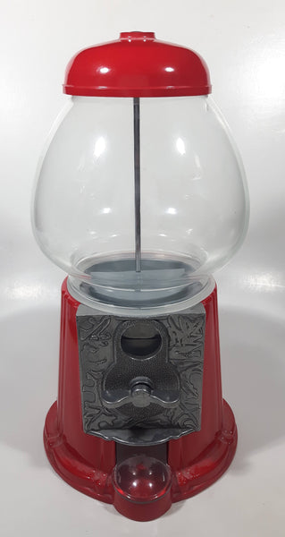 Red Metal and Glass Dome 11 1/2" Tall Gumball Machine Dispenser