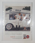 Vintage 1957 September 28th Gulf Pride The World's Finest Motor Oil Woman in White Talking to Man Next to White Studebaker 10 1/2" x 13 5/8" Print Ad