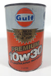 Vintage Gulf Saves Fuel Premium 10w30 Super Hydro Treated 1 Litre Motor Oil Metal Can FULL