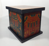 Vintage Clarence A. Wells Aboriginal Art Wood Box with Lid 8" Tall