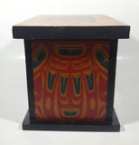 Vintage Clarence A. Wells Aboriginal Art Wood Box with Lid 8" Tall