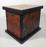 Vintage Clarence A. Wells Aboriginal Art Wood Box with Lid 8" Tall