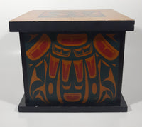 Vintage Clarence A. Wells Aboriginal Art Wood Box with Lid 8" Tall