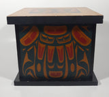 Vintage Clarence A. Wells Aboriginal Art Wood Box with Lid 8" Tall