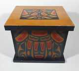 Vintage Clarence A. Wells Aboriginal Art Wood Box with Lid 8" Tall