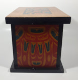 Vintage Clarence A. Wells Aboriginal Art Wood Box with Lid 8" Tall