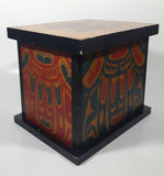 Vintage Clarence A. Wells Aboriginal Art Wood Box with Lid 8" Tall