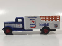 1991 Hartoy AHL American Highway Legends Mobil Oil Mobil Gas Peterbilt 260 Panel Stake Truck Blue and White Die Cast Toy Car Vehicle 5" Long