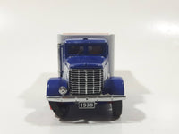 1991 Hartoy AHL American Highway Legends Mobil Oil Mobil Gas Peterbilt 260 Panel Stake Truck Blue and White Die Cast Toy Car Vehicle 5" Long