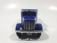 1991 Hartoy AHL American Highway Legends Mobil Oil Mobil Gas Peterbilt 260 Panel Stake Truck Blue and White Die Cast Toy Car Vehicle 5" Long