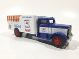 1991 Hartoy AHL American Highway Legends Mobil Oil Mobil Gas Peterbilt 260 Panel Stake Truck Blue and White Die Cast Toy Car Vehicle 5" Long