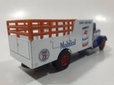 1991 Hartoy AHL American Highway Legends Mobil Oil Mobil Gas Peterbilt 260 Panel Stake Truck Blue and White Die Cast Toy Car Vehicle 5" Long