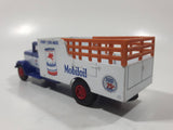 1991 Hartoy AHL American Highway Legends Mobil Oil Mobil Gas Peterbilt 260 Panel Stake Truck Blue and White Die Cast Toy Car Vehicle 5" Long