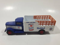 1991 Hartoy AHL American Highway Legends Mobil Oil Mobil Gas Peterbilt 260 Panel Stake Truck Blue and White Die Cast Toy Car Vehicle 5" Long