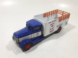 1991 Hartoy AHL American Highway Legends Mobil Oil Mobil Gas Peterbilt 260 Panel Stake Truck Blue and White Die Cast Toy Car Vehicle 5" Long