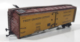 Vintage HO Scale Fruit Growers Express F.D.E.X. 9254 Reefer Box Car Yellow Wood and Metal Train Car Vehicle Missing One Set of Wheels