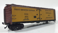 Vintage HO Scale Fruit Growers Express F.D.E.X. 9254 Reefer Box Car Yellow Wood and Metal Train Car Vehicle Missing One Set of Wheels