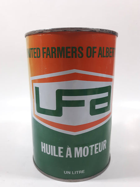 Vintage UFA United Farms of Alberta Extra H.D. SAE 30 Motor Oil 5 7/8" Tall One Litre Metal Oil Can EMPTY