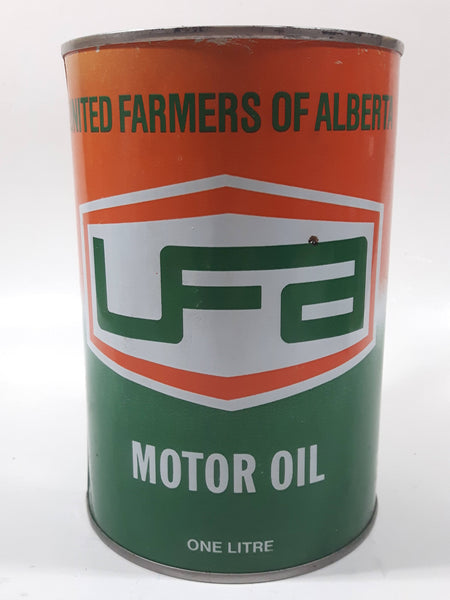 Vintage UFA United Farms of Alberta Extra H.D. SAE 30 Motor Oil 5 7/8" Tall One Litre Metal Oil Can EMPTY