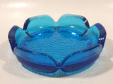 Vintage Bubble Texture Hobnail Style Bottom Aqua Cobalt Blue 5 3/4" Wide Glass Ashtray