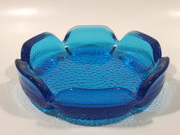 Vintage Bubble Texture Hobnail Style Bottom Aqua Cobalt Blue 5 3/4" Wide Glass Ashtray