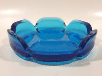 Vintage Bubble Texture Hobnail Style Bottom Aqua Cobalt Blue 5 3/4" Wide Glass Ashtray