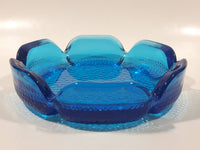 Vintage Bubble Texture Hobnail Style Bottom Aqua Cobalt Blue 5 3/4" Wide Glass Ashtray