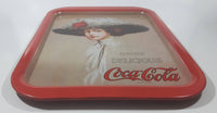 Vintage 1971 Coca-Cola "Drink" "Delicious" Hamilton King 1909 Pinup Girl Red Metal Beverage Serving Tray Coke Cola Soda Pop Collectible