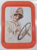 Vintage 1972 Coca-Cola Girl in Duster 1909 Pinup Girl Red Metal Beverage Serving Tray Coke Cola Soda Pop Collectible