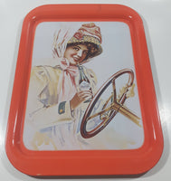 Vintage 1972 Coca-Cola Girl in Duster 1909 Pinup Girl Red Metal Beverage Serving Tray Coke Cola Soda Pop Collectible