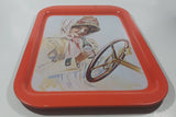 Vintage 1972 Coca-Cola Girl in Duster 1909 Pinup Girl Red Metal Beverage Serving Tray Coke Cola Soda Pop Collectible