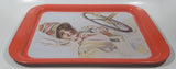 Vintage 1972 Coca-Cola Girl in Duster 1909 Pinup Girl Red Metal Beverage Serving Tray Coke Cola Soda Pop Collectible