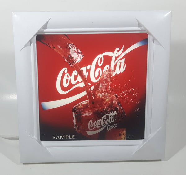 Coca Cola Coke Animated Motion Picture 9 1/2" x 9 3/4" Light Up White Plastic Framed Sign New in Box