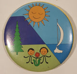 Mountains Ocean Kids 2 1/2" Round Button Pin