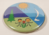 Mountains Ocean Kids 2 1/2" Round Button Pin