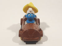 Vintage 1982 Ertl Peyo Smurf #3 Smurf-About Brown Log Die Cast Toy Car Vehicle