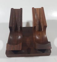 Vintage Decatur Industries Deco Genuine Walnut Wood Double Twin Pipe Rest Stand