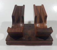 Vintage Decatur Industries Deco Genuine Walnut Wood Double Twin Pipe Rest Stand