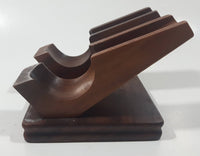 Vintage Decatur Industries Deco Genuine Walnut Wood Double Twin Pipe Rest Stand