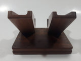 Vintage Decatur Industries Deco Genuine Walnut Wood Double Twin Pipe Rest Stand