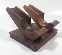 Vintage Decatur Industries Deco Genuine Walnut Wood Double Twin Pipe Rest Stand