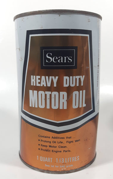 Vintage Simpsons Sears Heavy Duty Motor Oil 1 Quart 1.13 Litres Gold and White Metal Oil Coin FULL