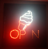 Ice Cream OPEN Light Up 19" x 19" Animated Sign Missing Side Button